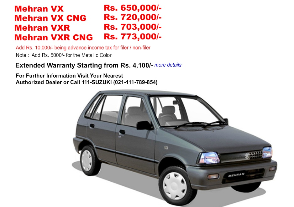 Suzuki Mehran vs Suzuki Cultus Comparison Price, Specs and Features