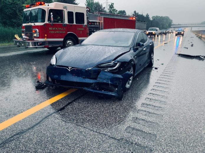 Crashed Tesla EV
