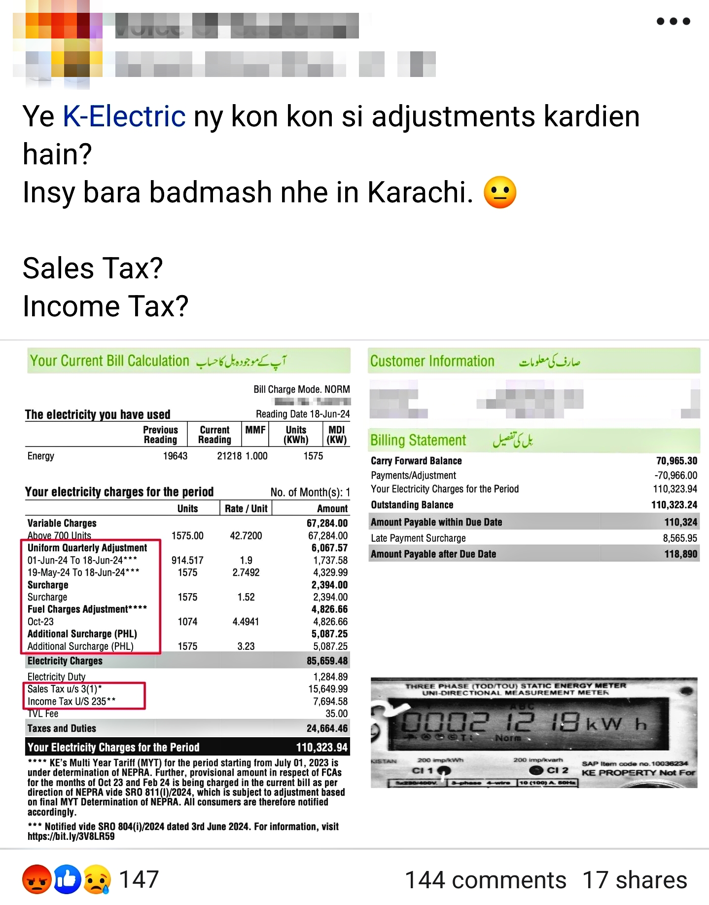 K-Electric Sales-Income Taxes