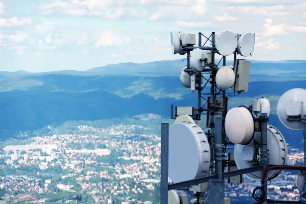 Telco Antennas Overlooking City