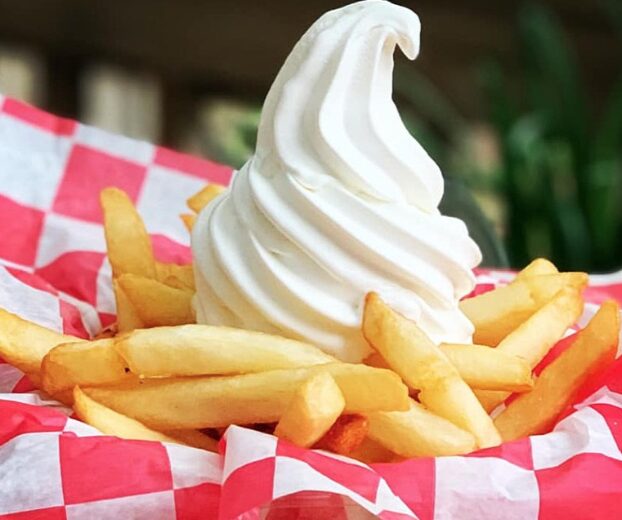 vanilla ice cream with fries