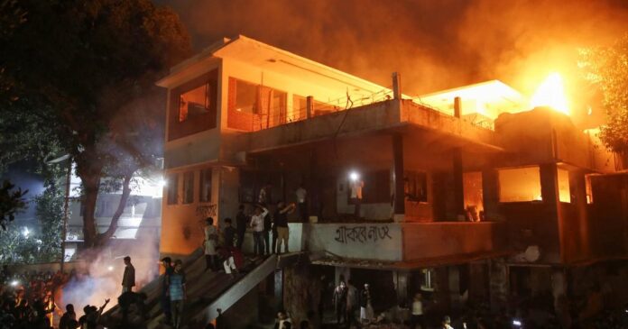 Protesters Set Fire to Sheikh Mujibur Rahman’s Historic Home