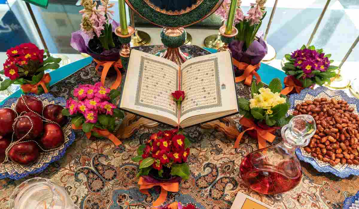 Haft-sīn table setting for Nowruz in the United Nations headquarters in New York City